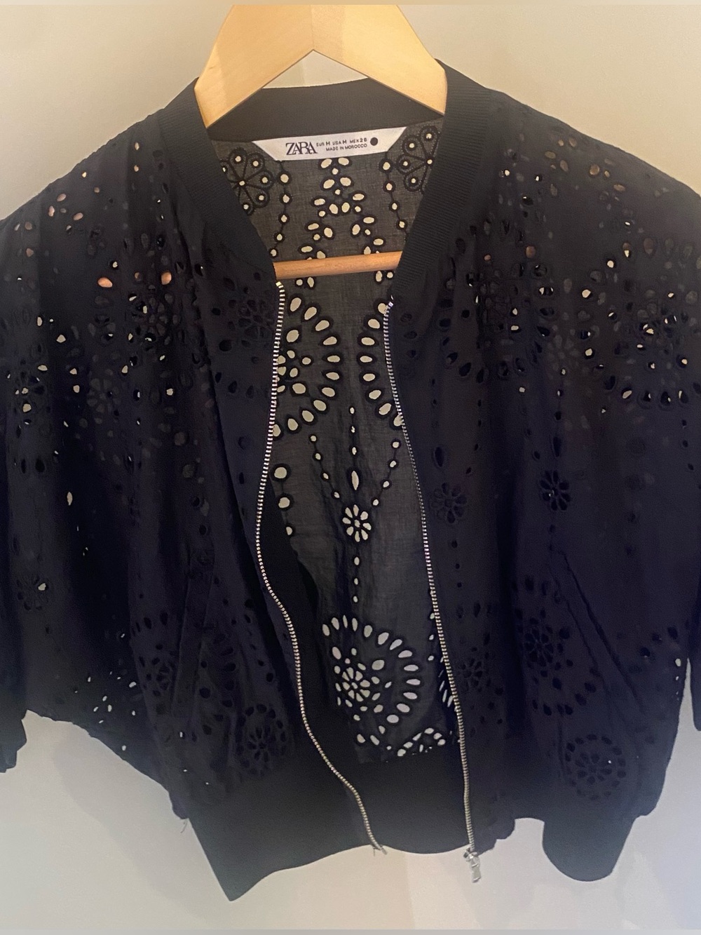 Zara Black Eyelet Cutout Cotton - new (matching pants in separate listing)